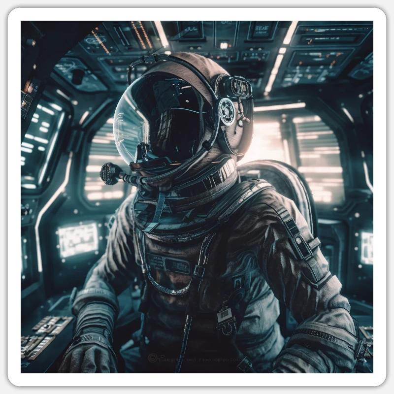 Perdus dans l’espace - Astronaute dans le cockpit Sticker taille S (10 x 10 cm)