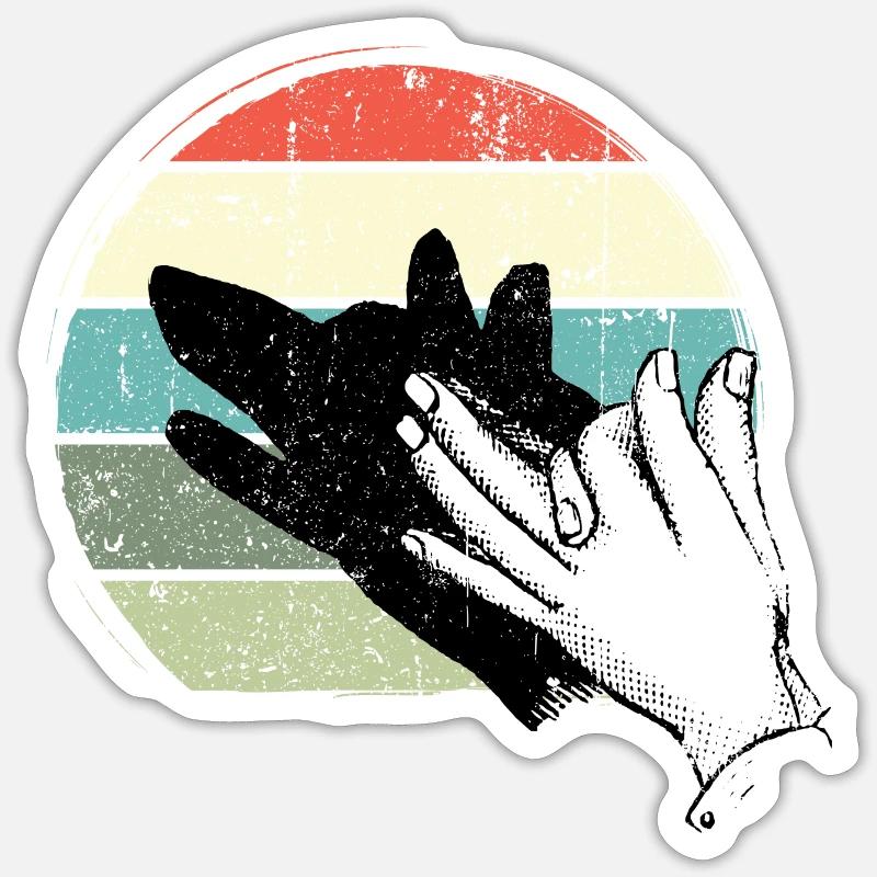 Retro Sunset Hand Silhouette - Sticker size S (10 x 10 cm) - white matte