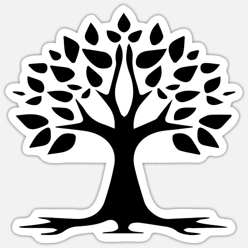 Stilisiertes Baum einfaches Tattoo Logo - Sticker Größe S (10 x 10 cm) - Mattweiß