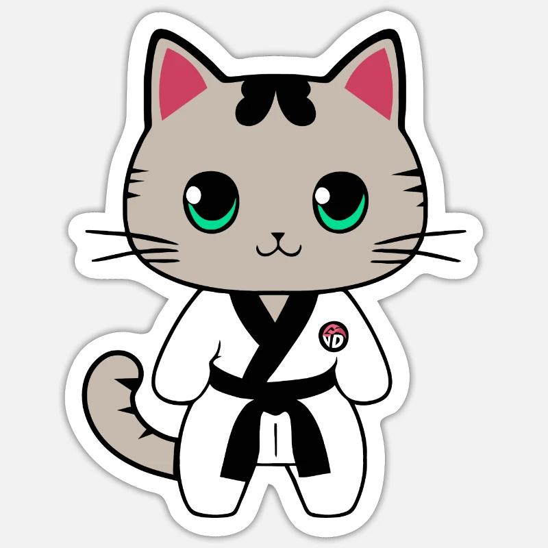 Chatons de karaté - Sticker taille S (10 x 10 cm) - blanc mat
