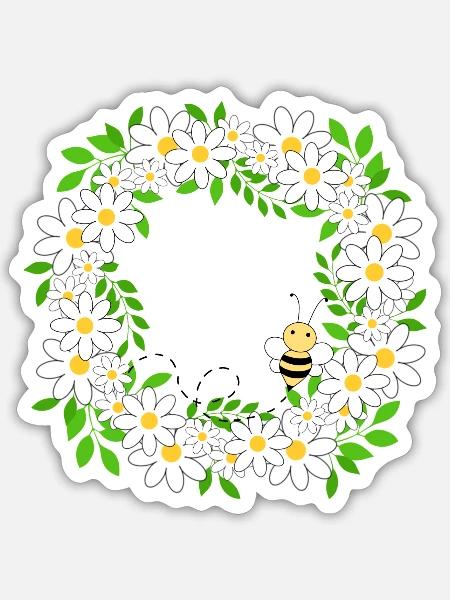 Blumenkranz - Sticker Größe S (10 x 10 cm) - Mattweiß