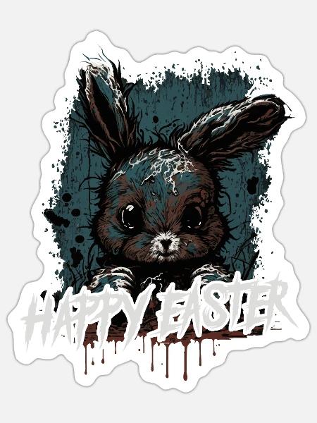 happy creepy easter - Sticker Größe S (10 x 10 cm) - Mattweiß
