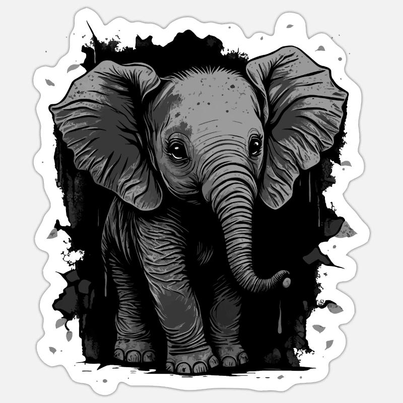 Mignon bébé éléphant Sticker taille S (10 x 10 cm)