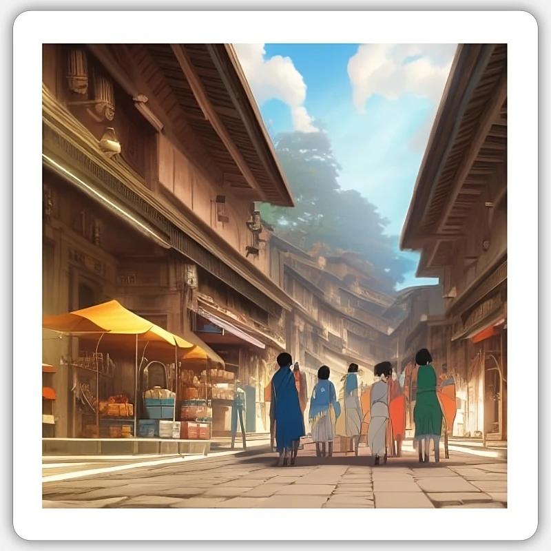 Der Eingang zu einer alten Einkaufsstraße Sticker Größe S (10 x 10 cm)