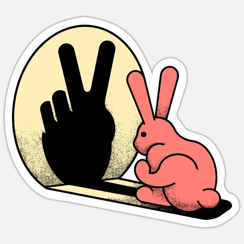 LAPIN PAISIBLE - Sticker taille S (10 x 10 cm) - blanc mat