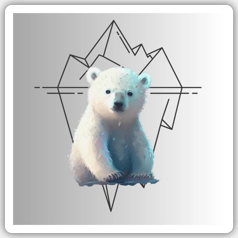 Eisbär mit Hintergrund - Sticker Größe S (10 x 10 cm) - Mattweiß
