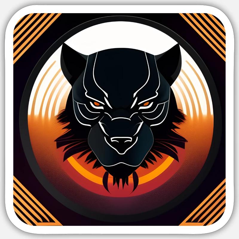 BlackPantherLogoDesignCircle - Sticker Größe S (10 x 10 cm) - Mattweiß