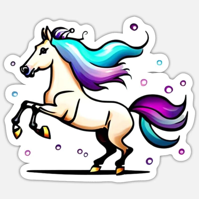 Cheval à queue colorée Sticker taille S (10 x 10 cm)