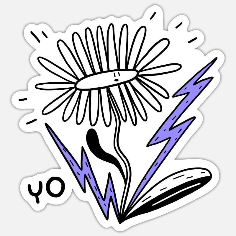 Fleur électrique - Sticker taille S (10 x 10 cm) - blanc mat