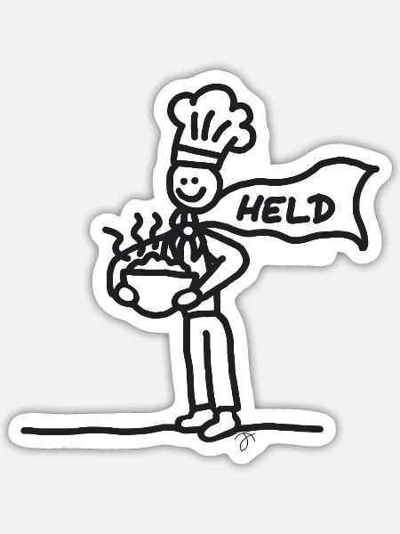 Helfer Held Mittagsdienst schw - Sticker Größe S (10 x 10 cm) - Mattweiß