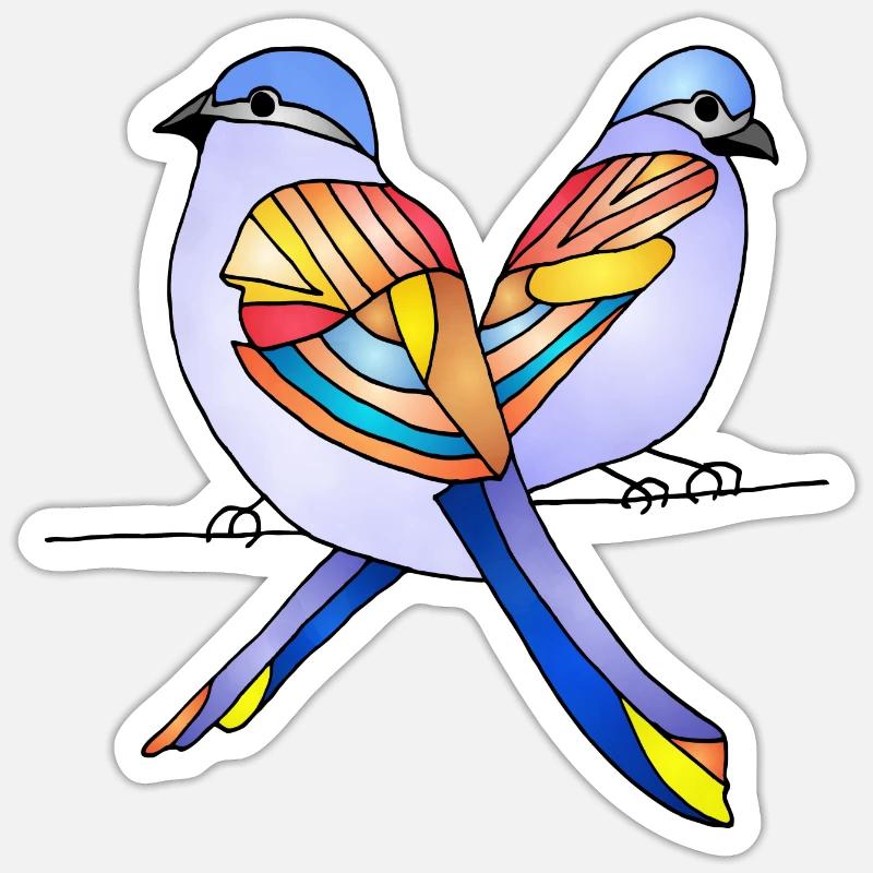 Vögel - Sticker Größe S (10 x 10 cm) - Mattweiß