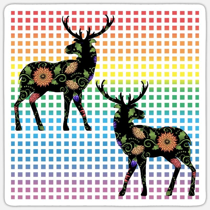 Hirsch - Sticker Größe S (10 x 10 cm) - Mattweiß