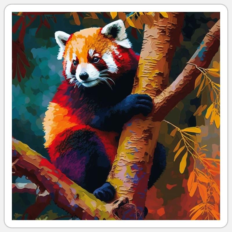 Belvédère du panda roux - Sticker taille S (10 x 10 cm) - blanc mat