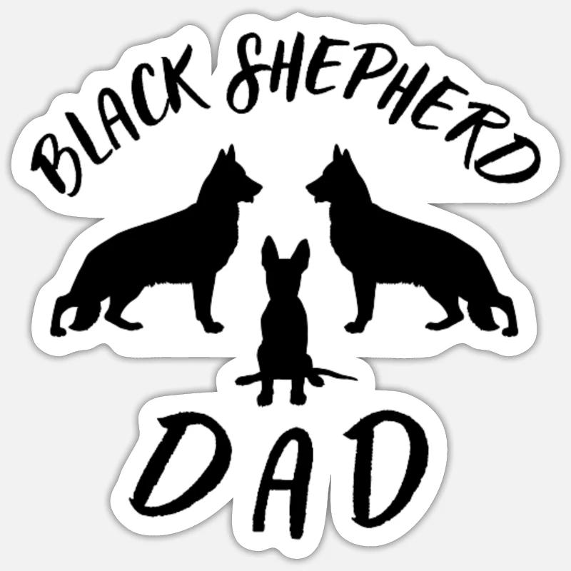 Black shepherd dad - Sticker size S (10 x 10 cm) - white matte
