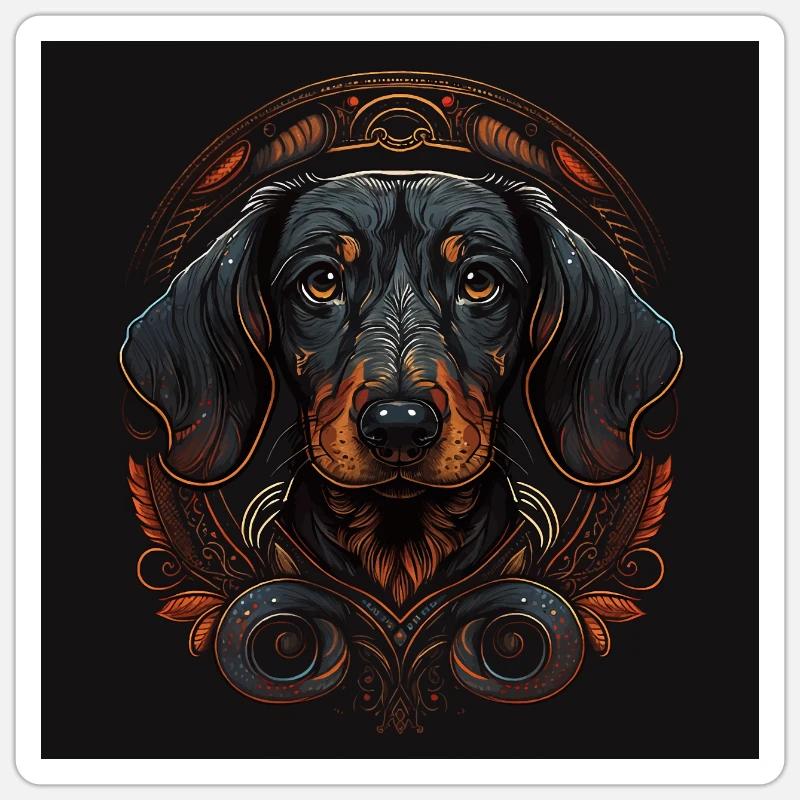 L’art du teckel - Sticker taille S (10 x 10 cm) - blanc mat