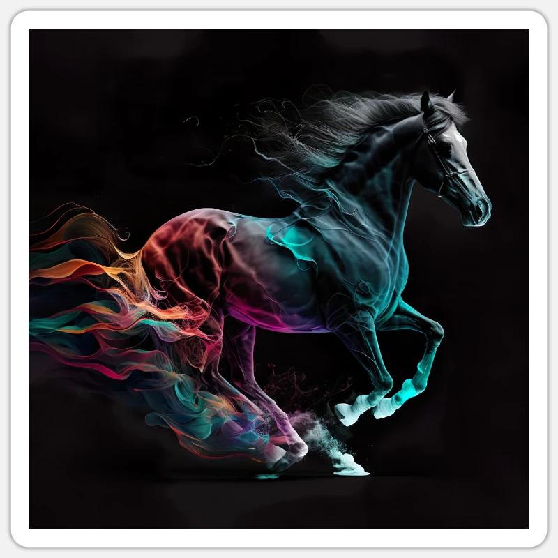 Cheval fougueux n°2 - Sticker taille S (10 x 10 cm) - blanc mat
