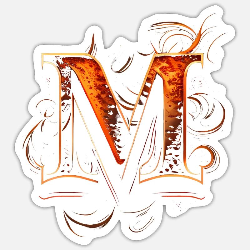 M Lettre initiale - Sticker taille S (10 x 10 cm) - blanc mat