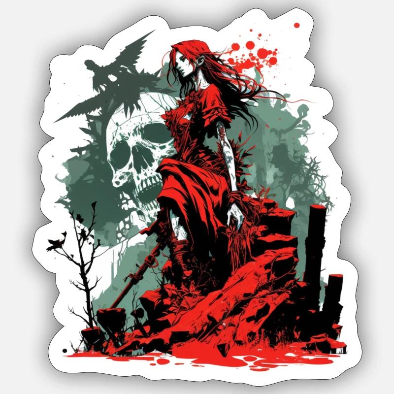 Rote Hexe - Sticker Größe S (10 x 10 cm) - Mattweiß