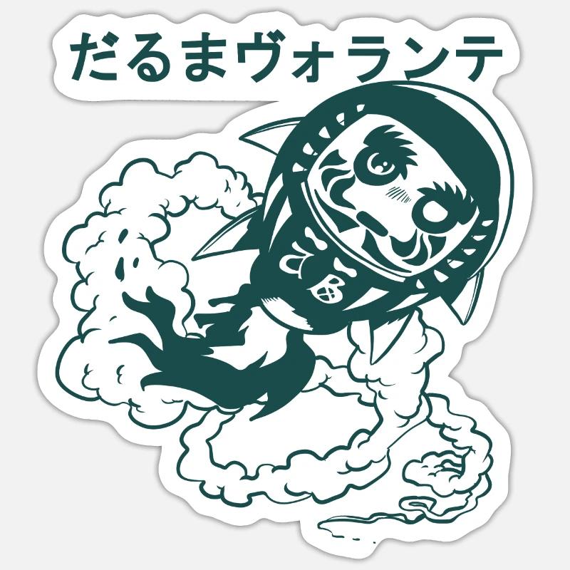 DarumaVolante (version N&B) - Sticker taille S (10 x 10 cm) - blanc mat