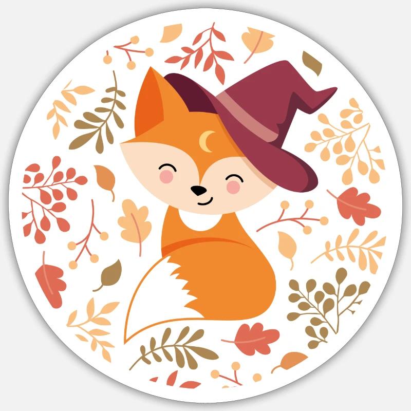 Fox with autumn pattern Sticker size S (10 x 10 cm)