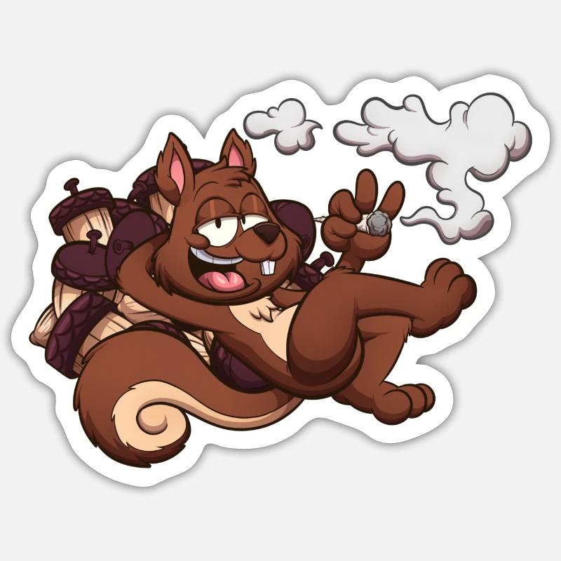 Eichhörnchen, das einen Joint raucht Sticker Größe S (10 x 10 cm)