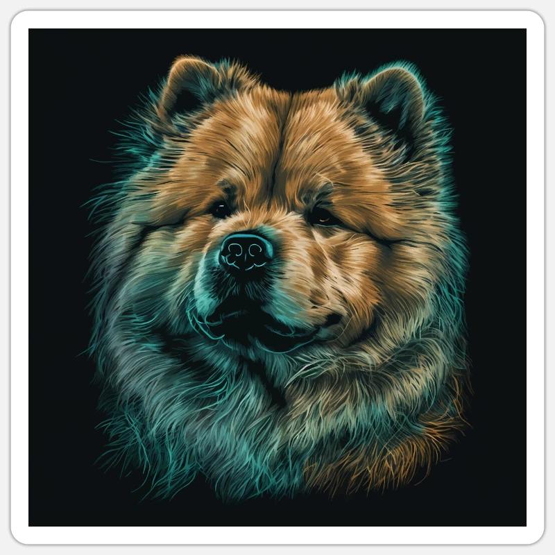 Chow Chow - Sticker taille S (10 x 10 cm) - blanc mat