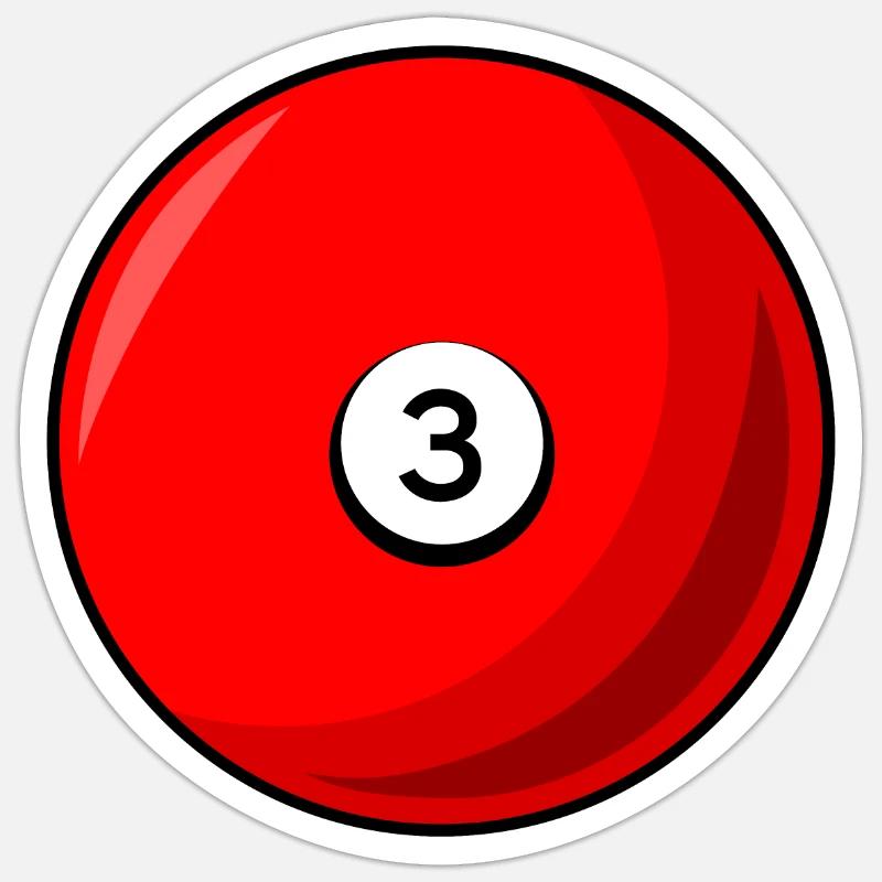 Billiard ball 3 red Billiards three Sticker size S (10 x 10 cm)