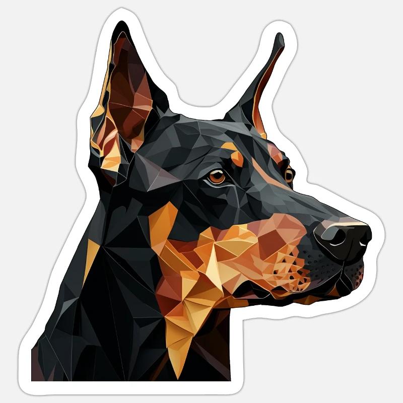 DOBERMAN - Sticker taille S (10 x 10 cm) - blanc mat