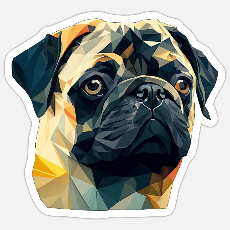 PUG - Sticker size S (10 x 10 cm) - white matte
