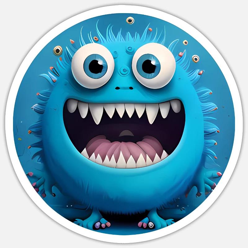 Monstre mignon - Sticker taille S (10 x 10 cm) - blanc mat