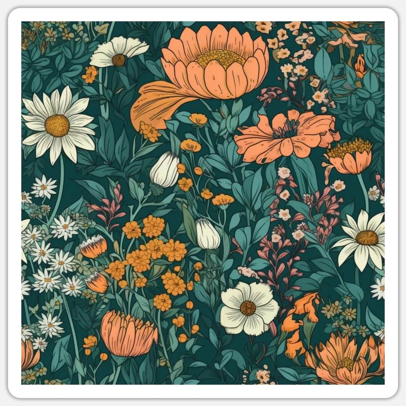 Blumen Pattern Sticker Größe S (10 x 10 cm)