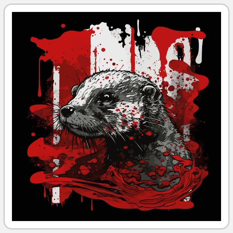 Loutre de rivière eurasienne - Sticker taille S (10 x 10 cm) - blanc mat