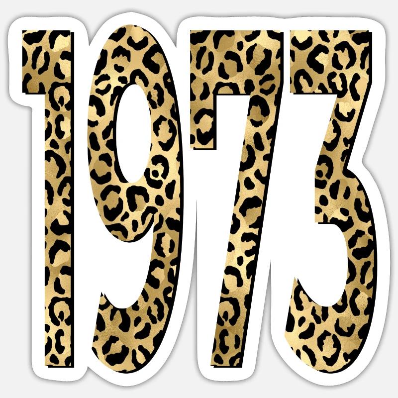 Anniversaire 1973 Imprimé léopard - Sticker taille S (10 x 10 cm) - blanc mat