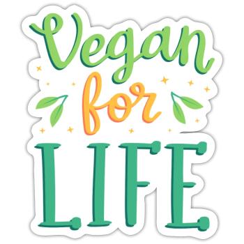 Vegan for life - Sticker size S (10 x 10 cm) - white matte - Front