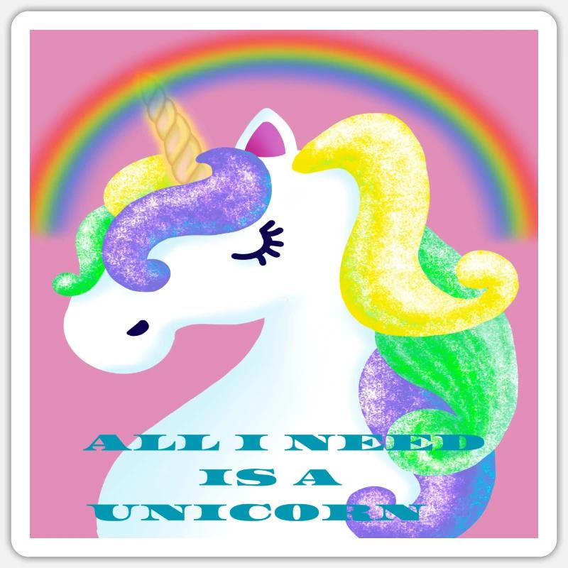 Licorne - Sticker taille S (10 x 10 cm) - blanc mat