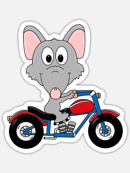 MOTORRAD - BIKER - MOTORSPORT - RATTE - TIER - Sticker Größe S (10 x 10 cm) - Mattweiß