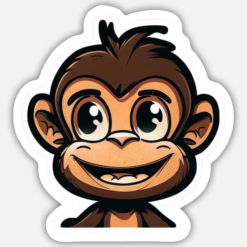 Baby Affe - Sticker Größe S (10 x 10 cm) - Mattweiß