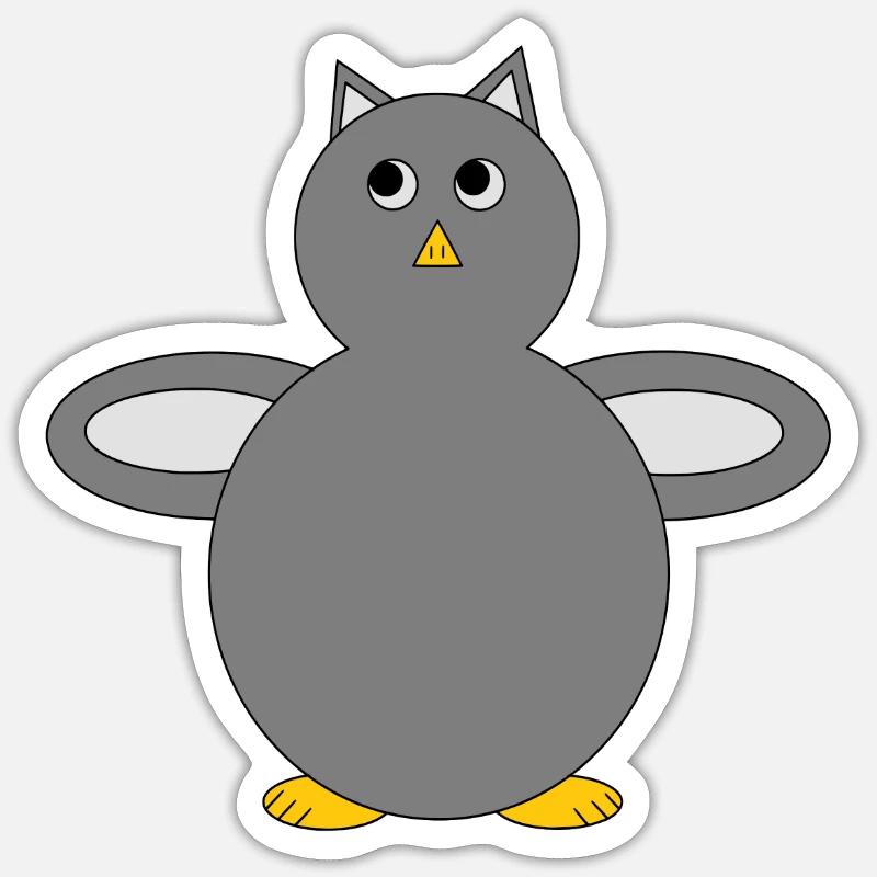 Cute Grey Owl - Gift Idea - Sticker size S (10 x 10 cm) - white matte