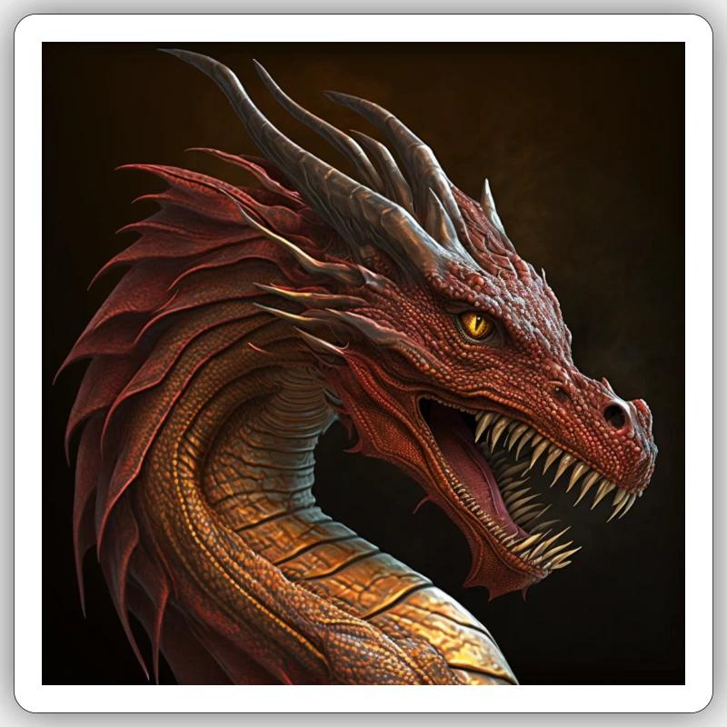 Drachen-Kapuzenpullover - Sticker Größe S (10 x 10 cm) - Mattweiß