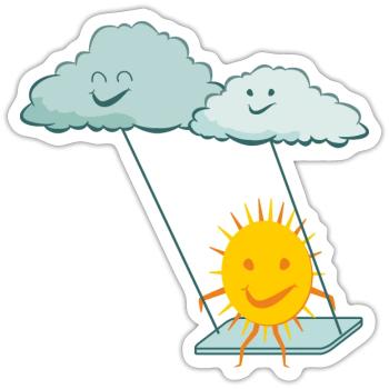 Funny sun and cute clouds - Sticker size S (10 x 10 cm) - white matte - Front