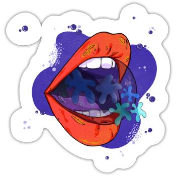 mund blumen - Sticker Größe S (10 x 10 cm) - Mattweiß - Vorne