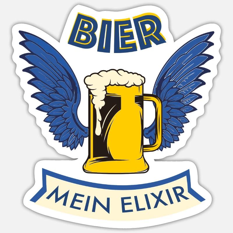 Bier mein Elixir - Sticker Größe S (10 x 10 cm) - Mattweiß