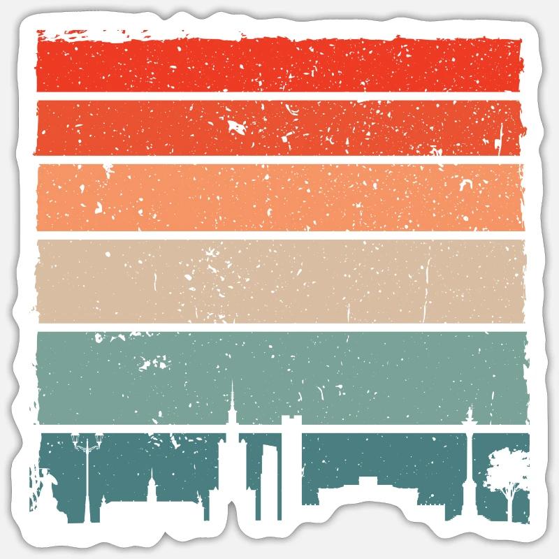 Sunset Skyline Gradient Tee - Sticker size S (10 x 10 cm) - white matte