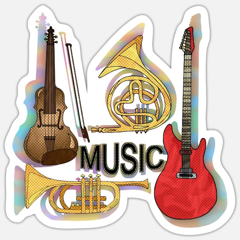 Instruments de musique - Sticker taille S (10 x 10 cm) - blanc mat