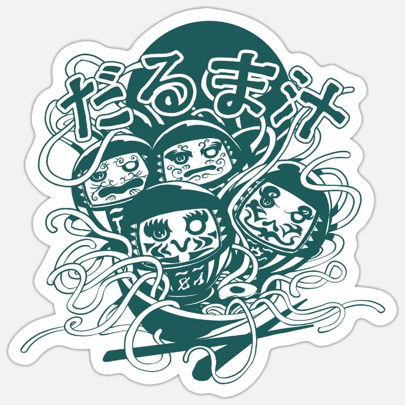 Daruma-Suppe (Schwarz-Weiß-Version) - Sticker Größe S (10 x 10 cm) - Mattweiß