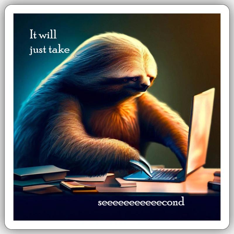 Sloth working in IT Sticker Größe S (10 x 10 cm)