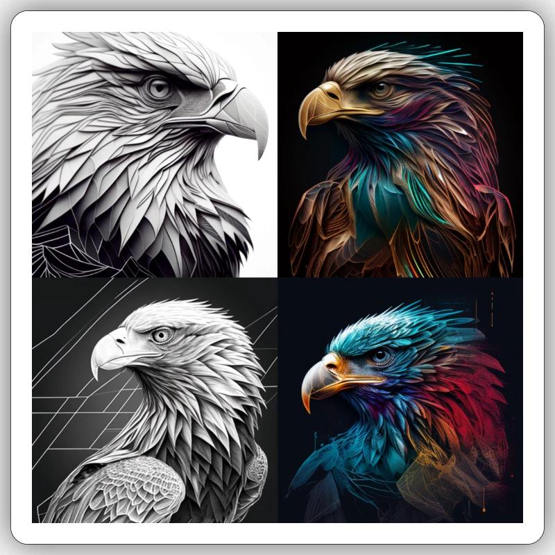 abstract eagle - Sticker taille S (10 x 10 cm) - blanc mat