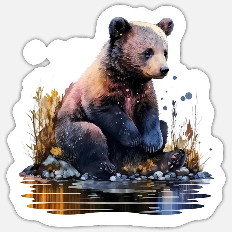 Bébé ours - Sticker taille S (10 x 10 cm) - blanc mat