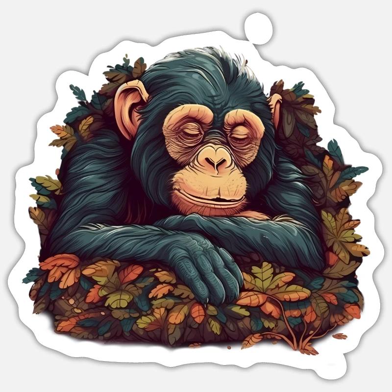 sleeping chimpanzee Sticker size S (10 x 10 cm)