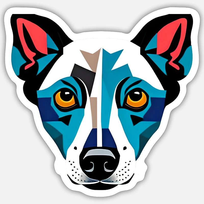 Dessin de chien moderne - Sticker taille S (10 x 10 cm) - blanc mat